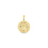 A polished gold pendant features an embossed depiction of Our Lady of Graces surrounded by radiant rays and engraved lettering.