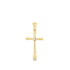 A gold cross pendant features a sparkling diamond set at the center against a clean white background.