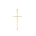 A delicate yellow gold cross pendant features a sparkling diamond accent at its center against a clean white background.