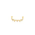 A delicate gold necklace charm features a row of alternating hearts and dangling loops, sparkling with tiny cubic zirconia stones.