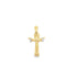 A polished yellow gold crucifix pendant features a detailed figure of Jesus with white gold accents on his hands.