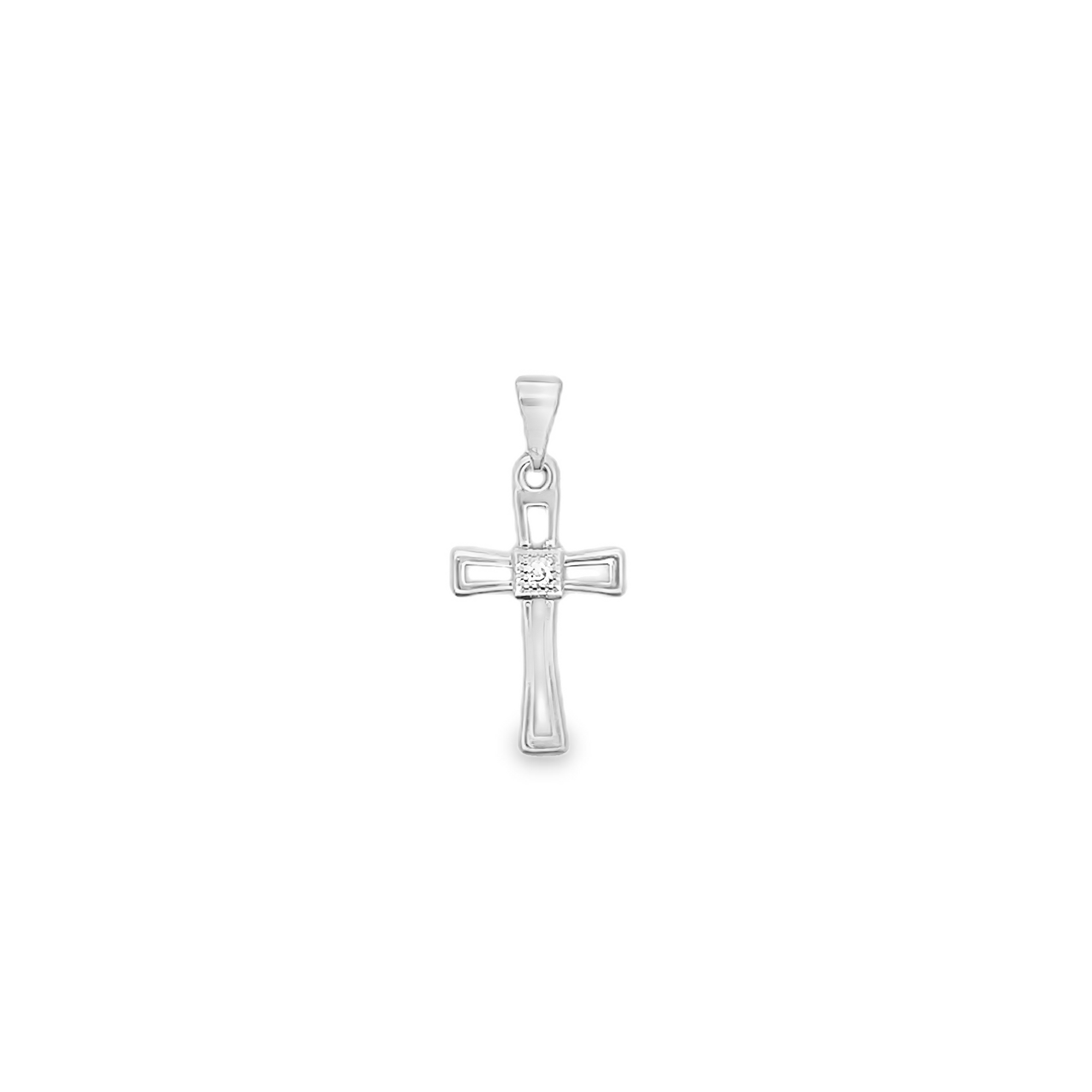 Gold Filled Cross Pendant with CZ Stone - Elegant Crucifix