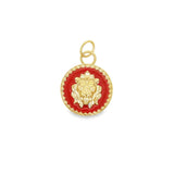 Multicolor Enamel Lion Head Medallion Pendant (A59)