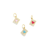 Enamel Heart Pendant Charm With Micro CZ Cubic Zirconia Stones (A236)