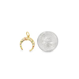 18K Gold Filled Slim Croissant Pendant With Colorful CZ Stones