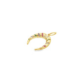 18K Gold Filled Slim Croissant Pendant With Colorful CZ Stones