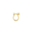 A polished gold shackle charm earring features a textured screw pin closure against a clean white background.