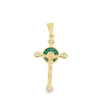 Green Gemstone CZ Cross Pendant (A335)