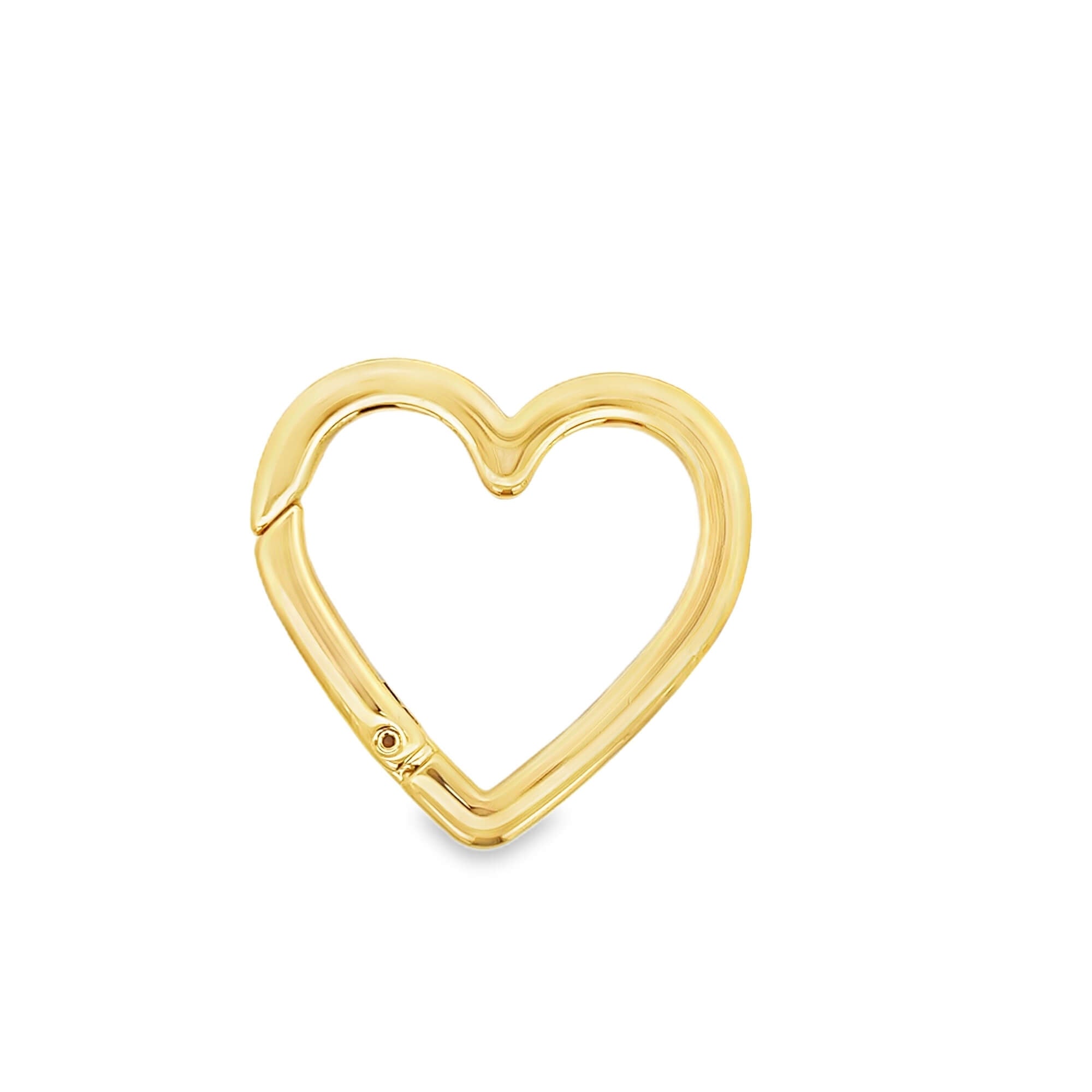 Gold heart-shaped clasp on a white background