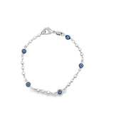 Evil Eye Charm Triple Pearl Link Necklace (F188A/I235A)