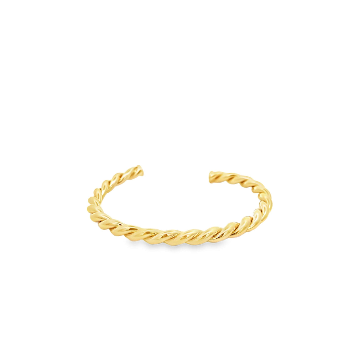 Gold braided bracelet on a white background