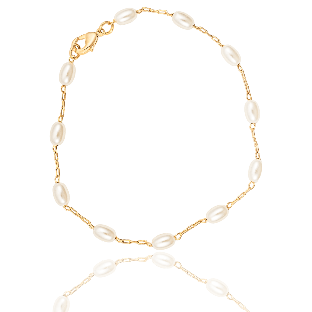 Paperclip Chain Linked Oval Pearl Necklace (G89/I97/E221)