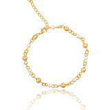 Sparkling Gold Bead and Pearl Link Bracelet (G230A/I108)