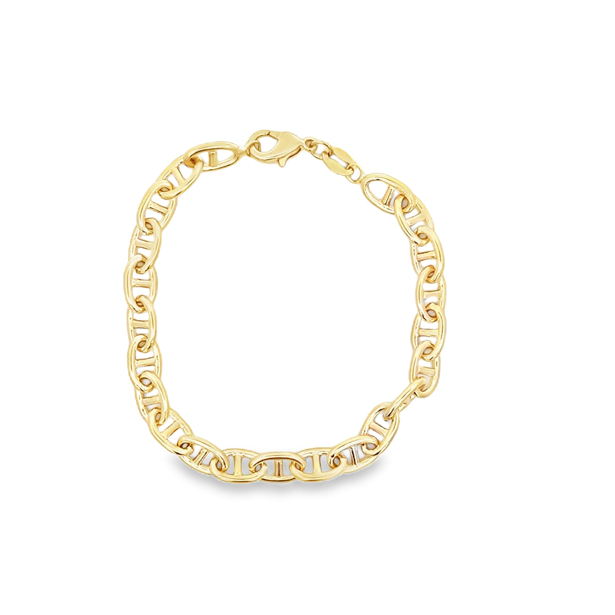 Gold chain bracelet on a white background