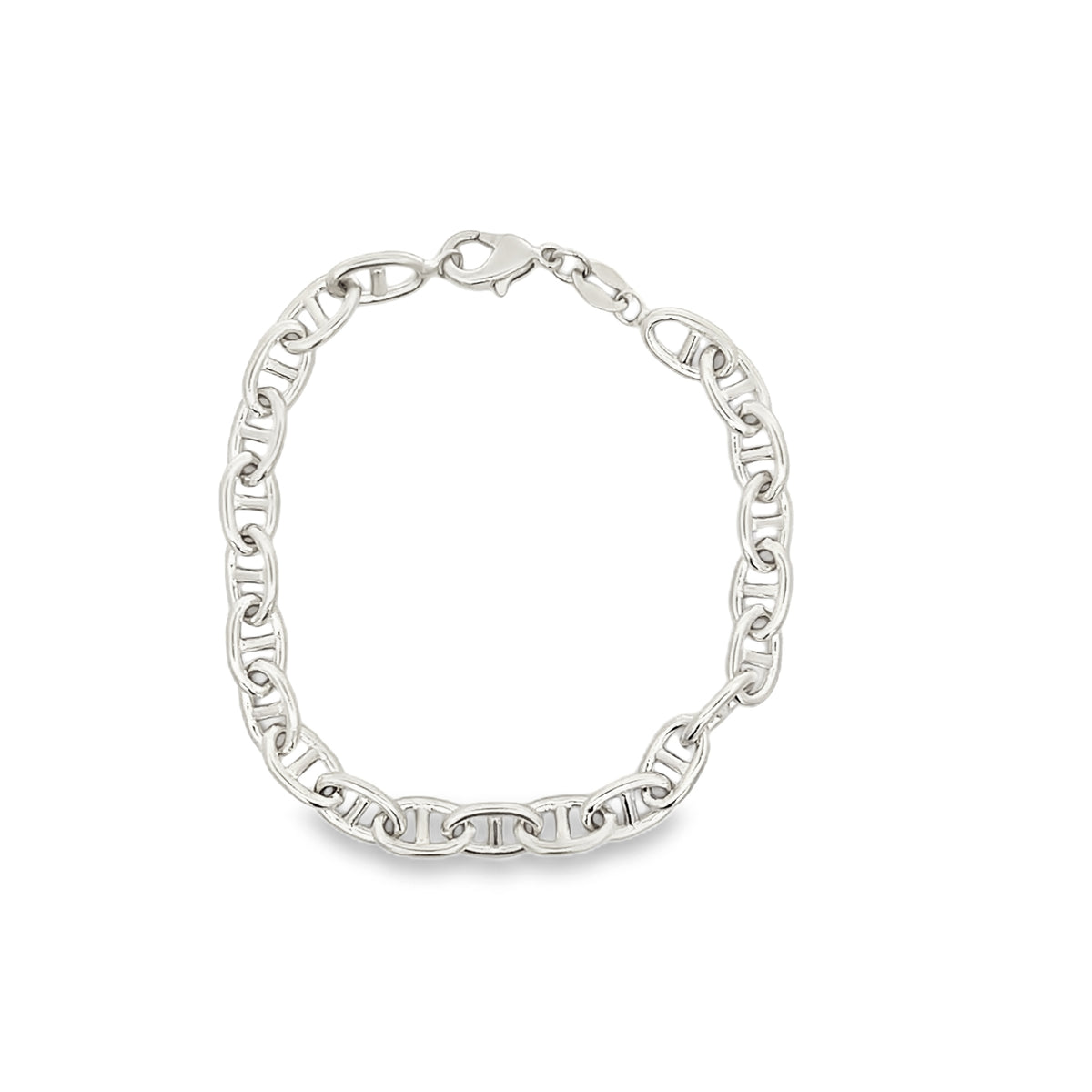 Silver bracelet on a white background