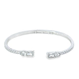 Pave CZ Baguette and Heart Bangle (B109)
