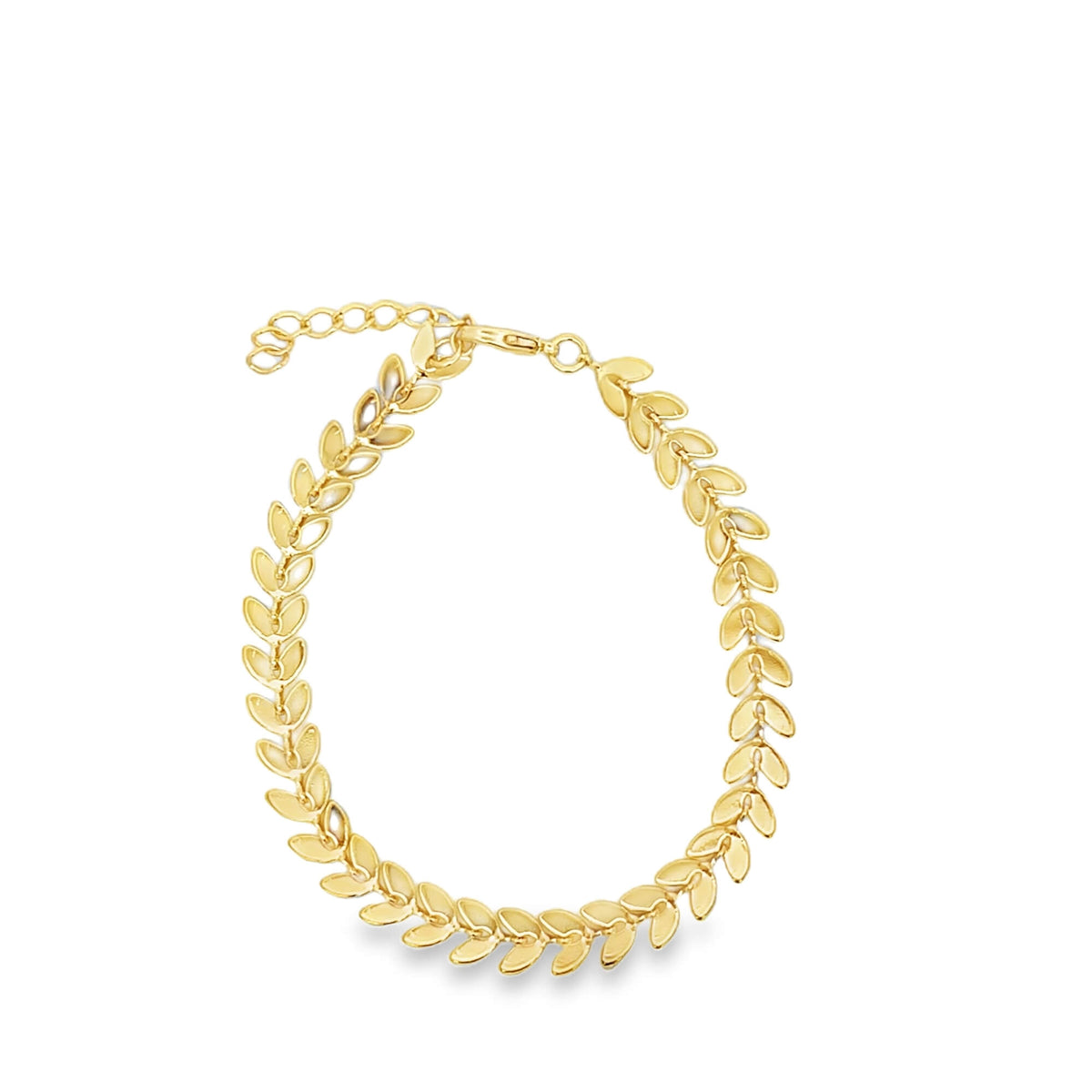 Gold leaf bracelet on a white background