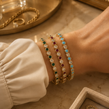 All our jewelry is 18K Gold Filled – durable, tarnish-resistant and perfect for everyday wear.

Available in multiple stone colors.