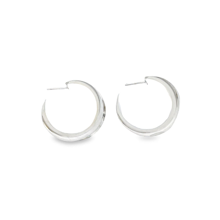Curve Small Hoops White Gold