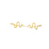 A pair of sleek gold snake-shaped climber earrings rests horizontally against a plain white background.