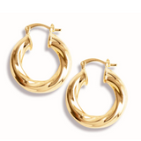18K Gold Filled Twisted Hoop Lever Back Earrings (J105)