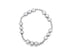A sleek silver beaded bracelet displays a gradient of assorted metallic ball sizes arranged in a circular design against a plain white background.