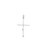 A minimalist silver cross pendant hangs against a clean white background.