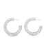 A pair of polished sterling silver chunky hoop earrings rests against a clean white background.