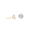 A pair of round diamond stud earrings set in gold sits against a clean white background.