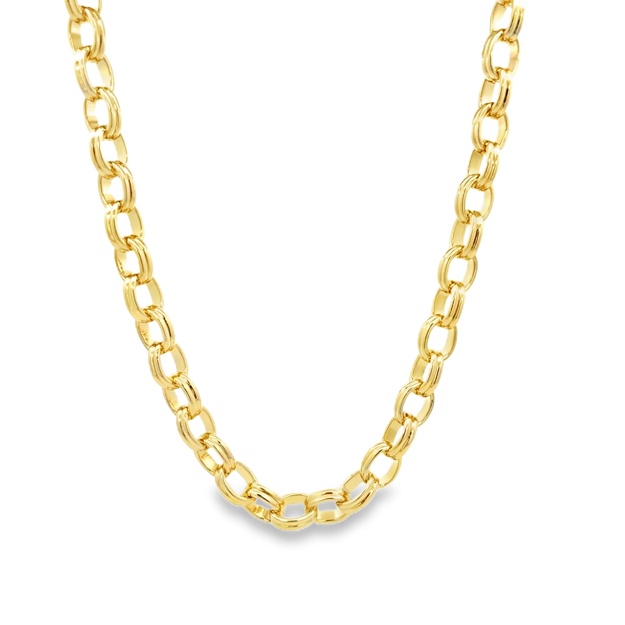 Shop this gold plated oval link chain necklace. Lightweight, stylish, and perfect for layering or everyday wear.