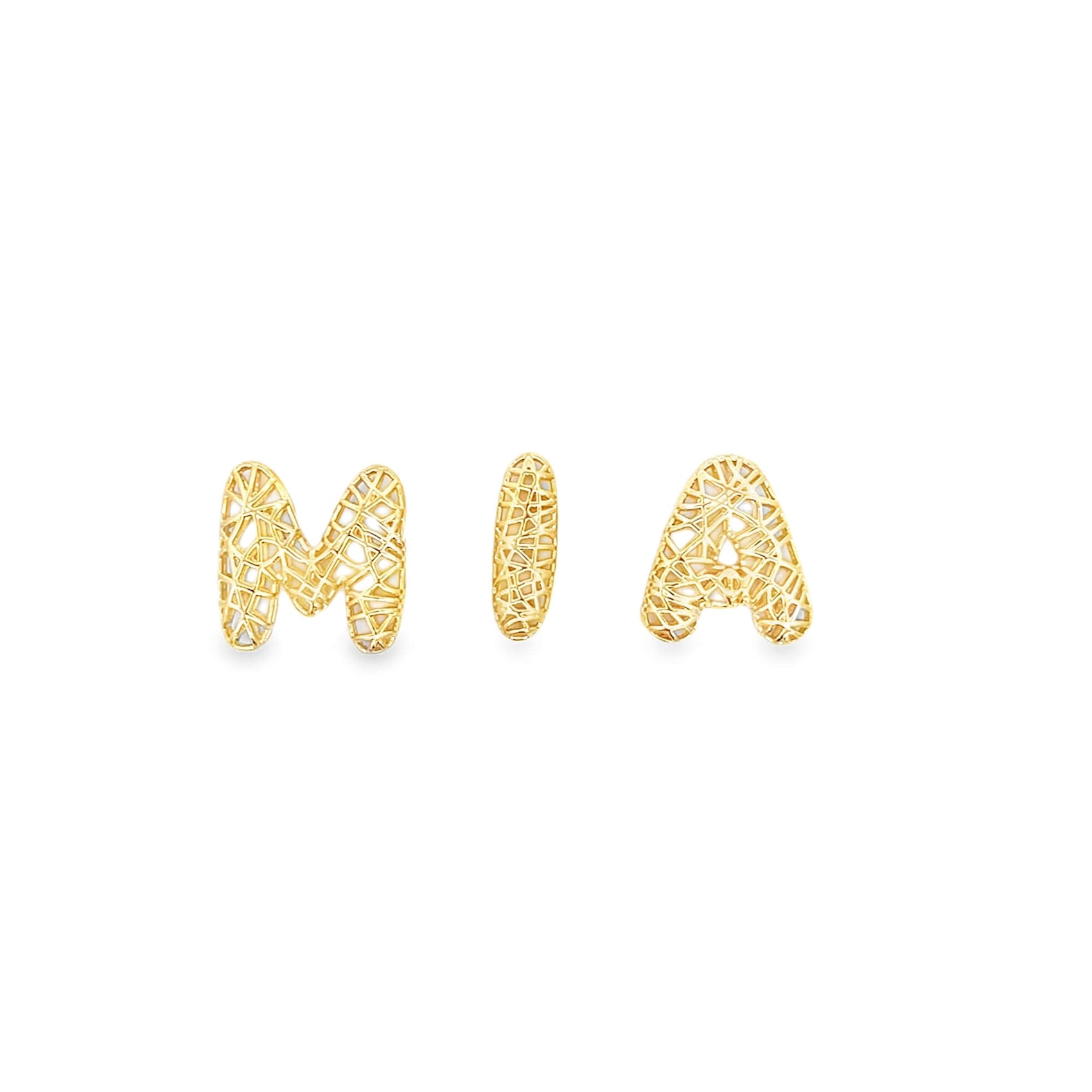 Charm with openwork design. Perfect for personalized necklaces, bracelets, and everyday initial jewelry.