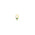 A gold padlock charm features a heart-shaped design embedded with sparkling white and green stones.