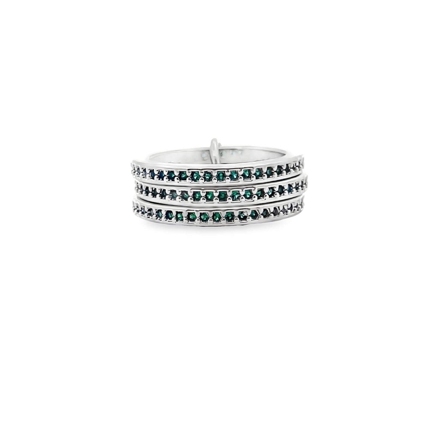 Shop elegant sterling silver stacking rings with pavé cubic zirconia. Minimalist, versatile band rings perfect for everyday wear or gifting.
