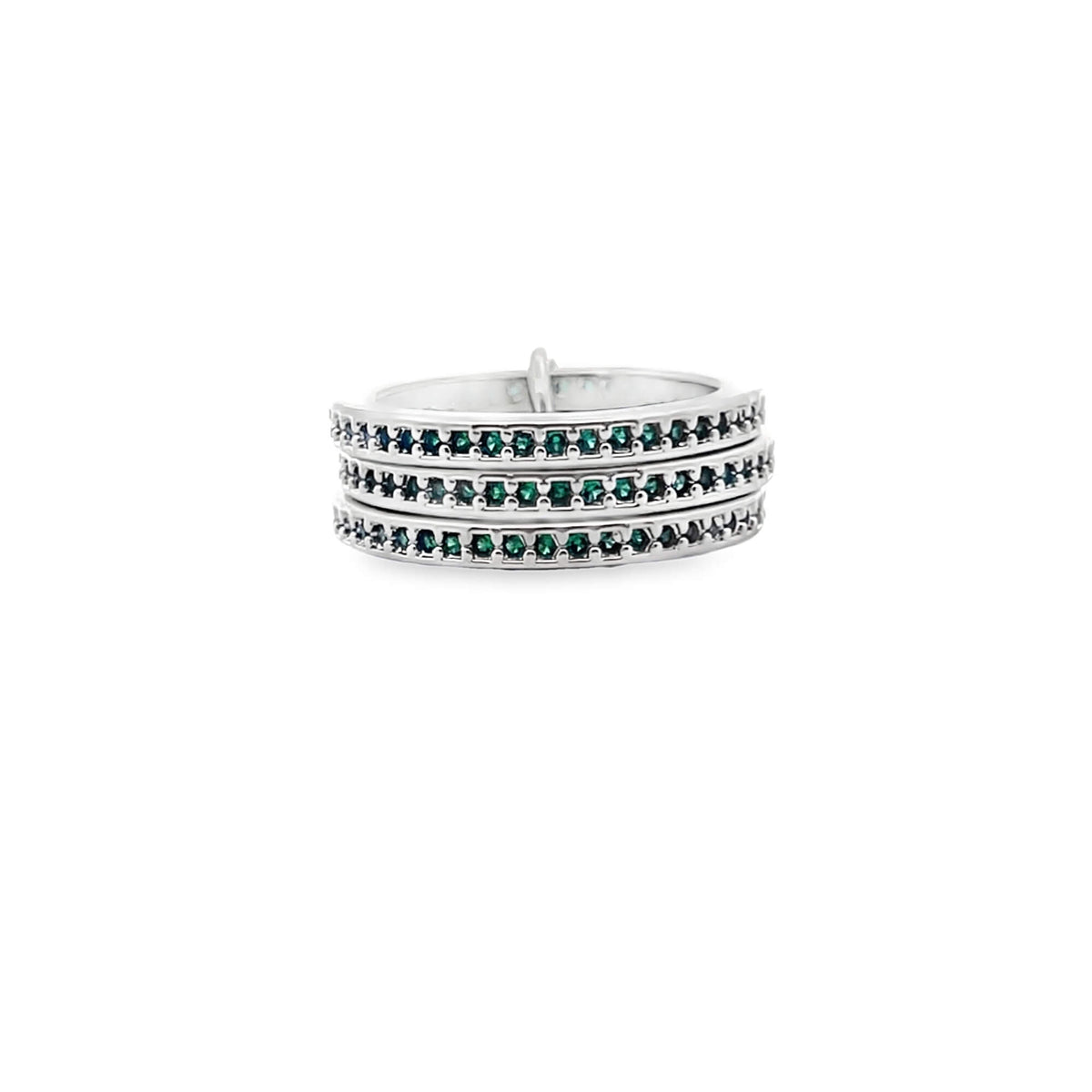 Shop elegant sterling silver stacking rings with pavé cubic zirconia. Minimalist, versatile band rings perfect for everyday wear or gifting.
