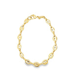 gold mariner link chain necklace with polished anchor-style links. A classic gold chain ideal for everyday wear and layering.
