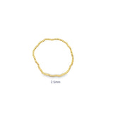 Heavy gold beaded stretch bracelet with thick polished ball beads. Chunky, statement design with substantial weight and luxury shine.