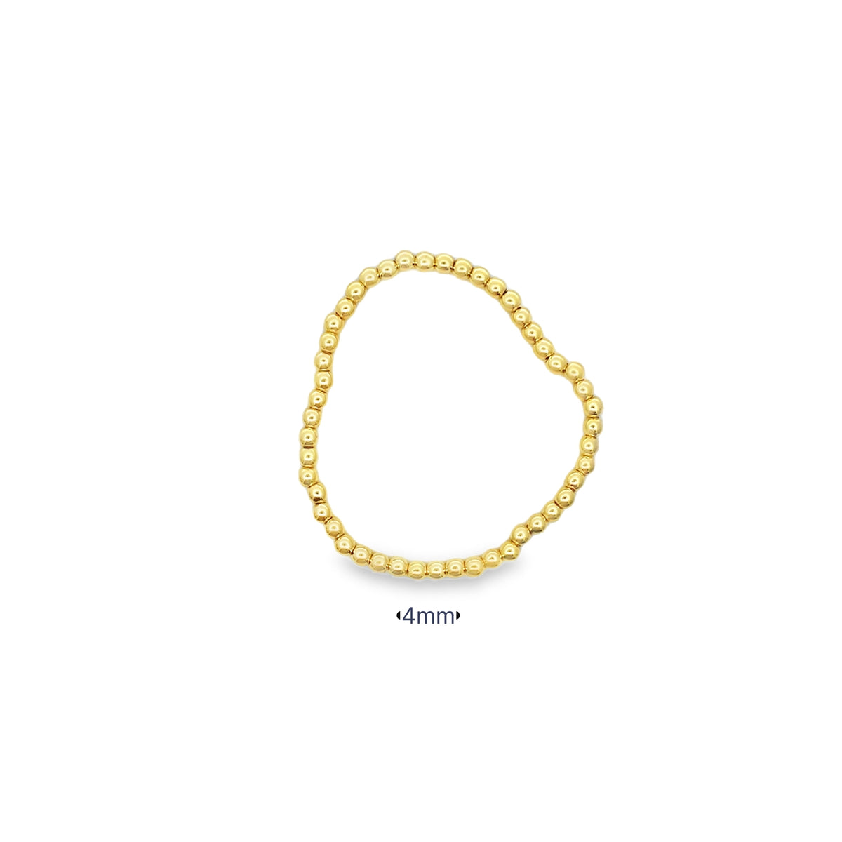 Heavy gold beaded stretch bracelet with thick polished ball beads. Chunky, statement design with substantial weight and luxury shine.