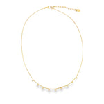 Elegant gold plated CZ drop choker necklace with delicate bezel-set stones. Minimalist, adjustable, perfect for layering or everyday wear