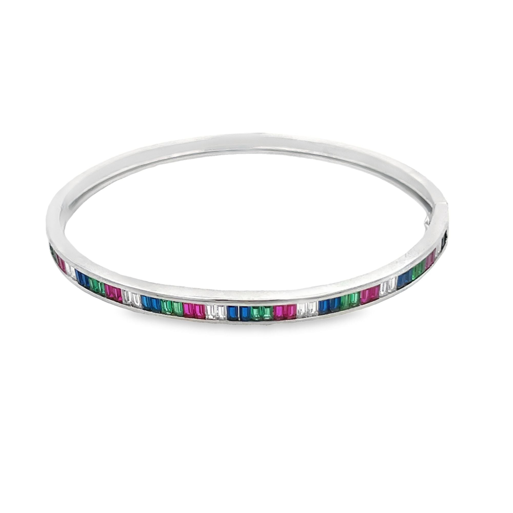 Muti Color Baguette CZ Stone Bangle Bracelet (B32)