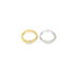 A gold band and a silver band rest side-by-side on a clean white background.
