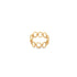 A dainty gold link band ring rests isolated on a clean white background.