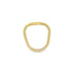 A polished gold snake chain bracelet rests flat against a clean white background, showcasing its intricate interlocking links and secure clasp.