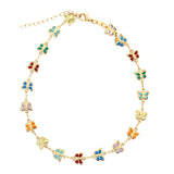 18K Gold Filled Multi-Color Butterfly Charm Anklet (E82)