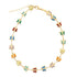 A gold butterfly choker necklace features colorful enamel butterfly charms linked along a delicate chain.