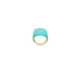 A vibrant turquoise enamel signet ring sits centered against a clean white background.