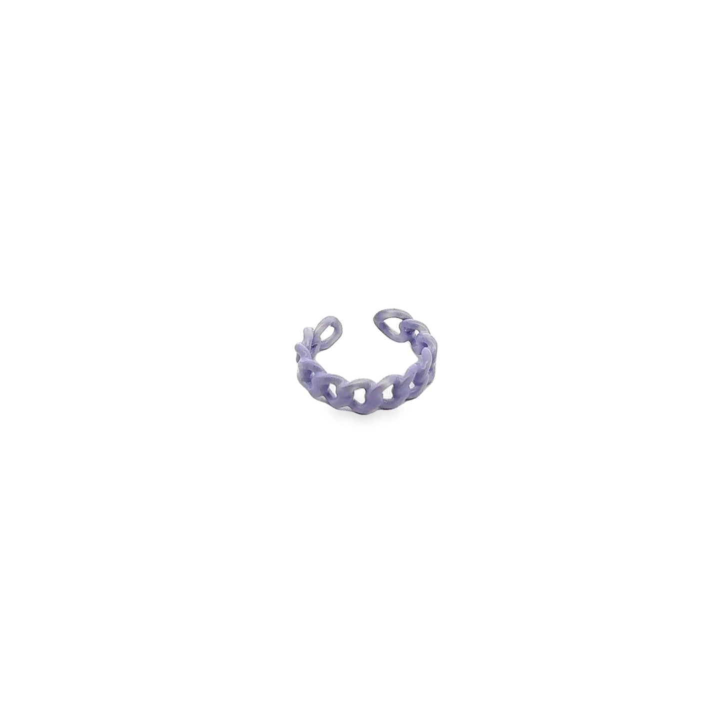 A light purple chain-link ring rests against a plain white background.