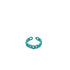 A bright turquoise chain-link ring sits isolated against a plain white background.
