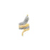 A gold and diamond snake ring coils gracefully on a clean white background.