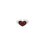 Red Enamel Heart Shaped Ring