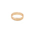 A smooth rose gold band ring rests on a clean white background.